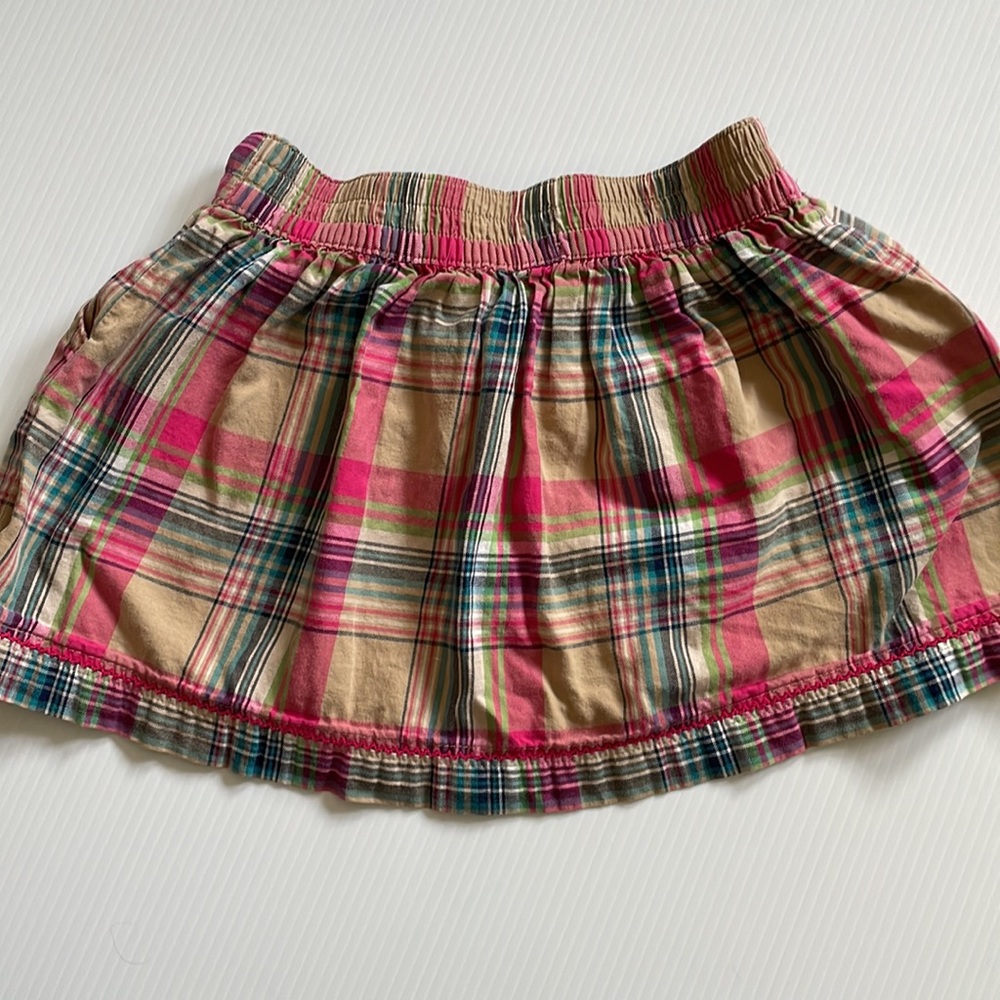 Cherokee tan, pink & blue plaid skirt. Girls size small 6 - 6x - Picture 7 of 8